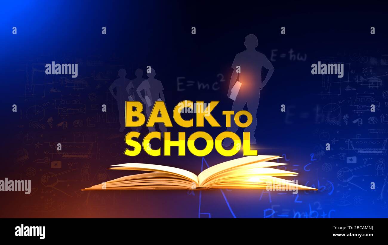 Il ritorno a scuola è perfetto per qualsiasi tipo di presentazione di notizie o informazioni. Lo sfondo presenta un layout elegante e pulito Foto Stock