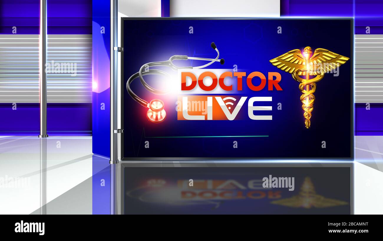 Il rendering 3D di Doctor è perfetto per qualsiasi tipo di presentazione di notizie o informazioni. Lo sfondo presenta un layout elegante e pulito Foto Stock