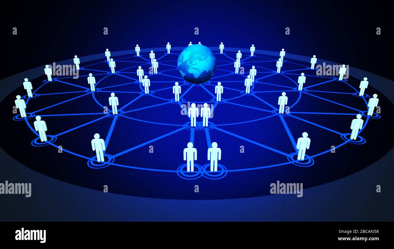 Lo sfondo del rendering 3D della rete People è perfetto per qualsiasi tipo di presentazione di notizie o informazioni. Lo sfondo presenta un layout elegante Foto Stock