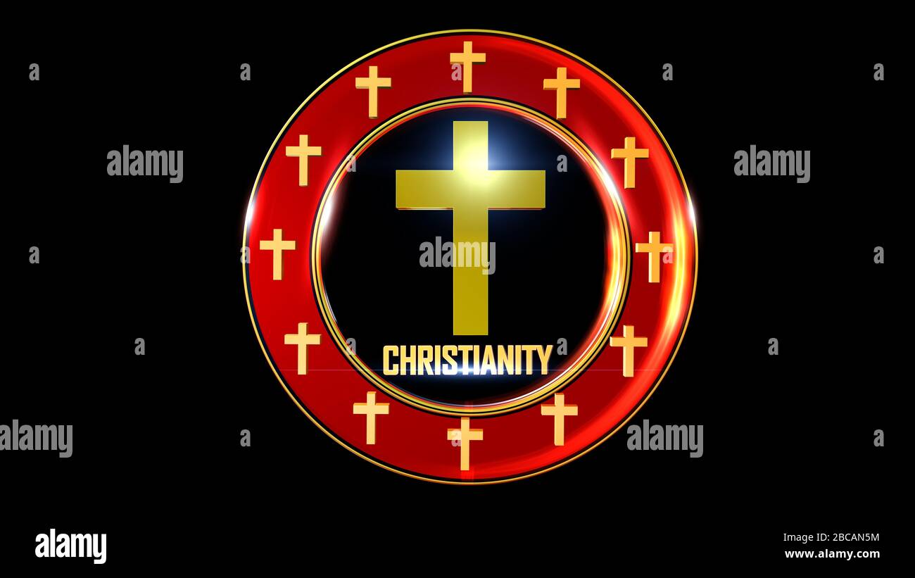 Il rendering 3D World Religious è perfetto per qualsiasi tipo di presentazione di notizie o informazioni. Lo sfondo presenta un layout elegante Foto Stock