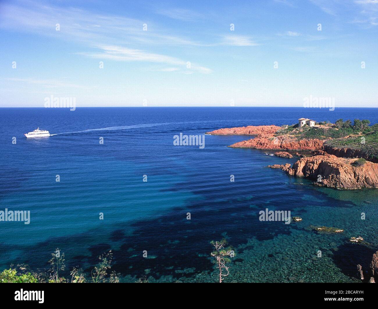 Le rocce rosse del cornicione d'oro Esterel Francia Provenza Foto Stock