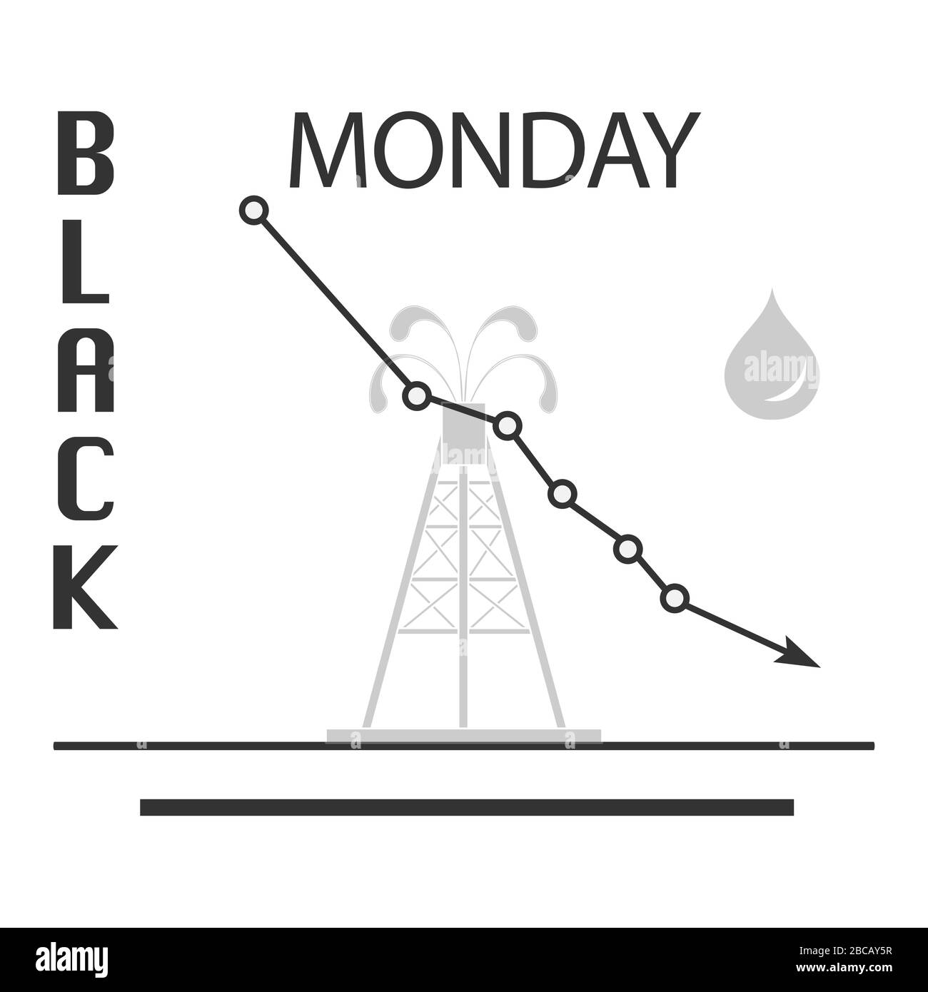 Illustrazione vettoriale industria petrolifera. Prezzi in calo. Crisi economica. Riduzione della domanda pianificata. Mercato. La negoziazione sul cambio ha aumentato la produzione Equip Illustrazione Vettoriale