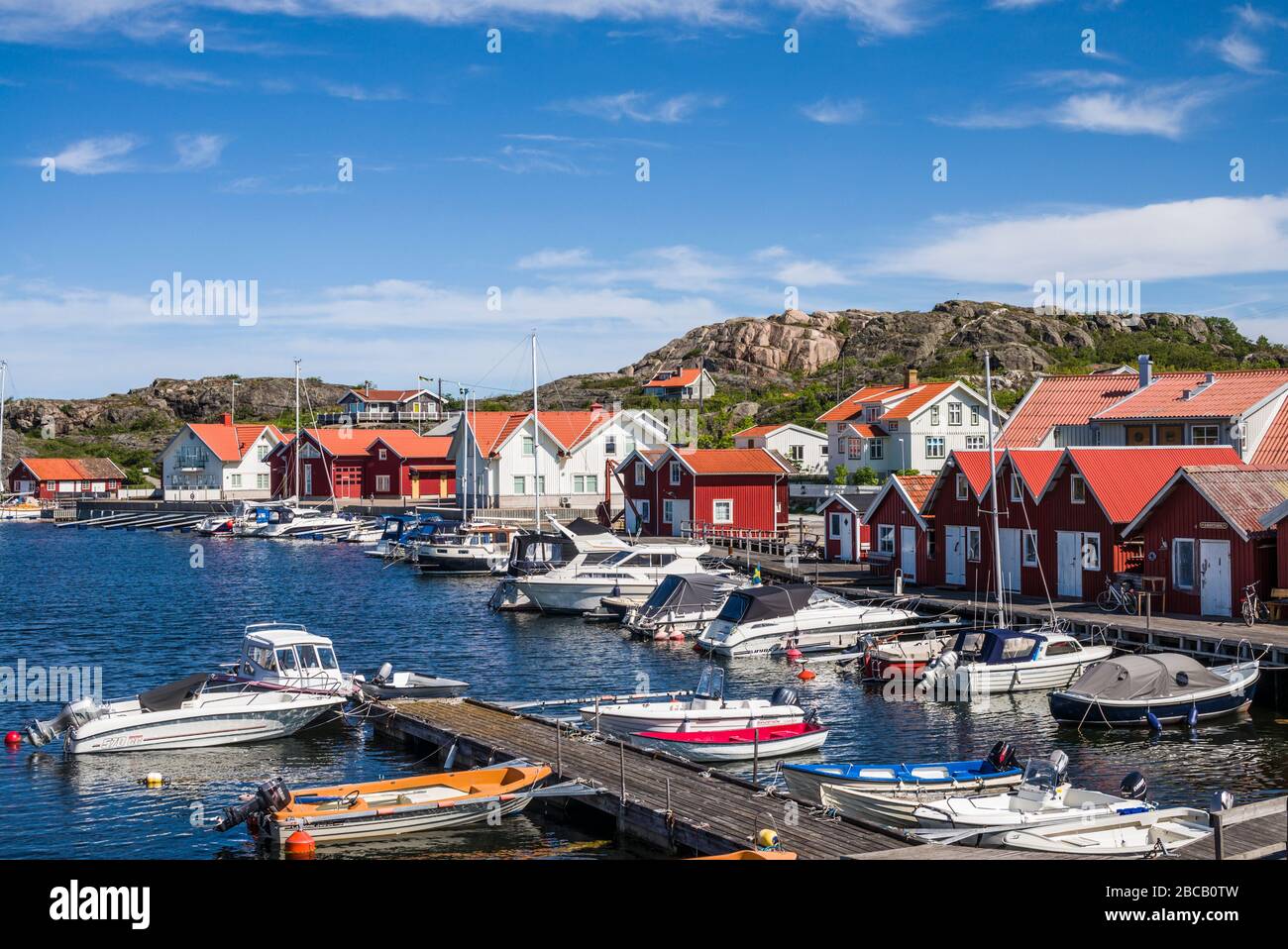 Svezia, Bohuslan, Tjorn Island, Bleket, villaggio porto Foto Stock