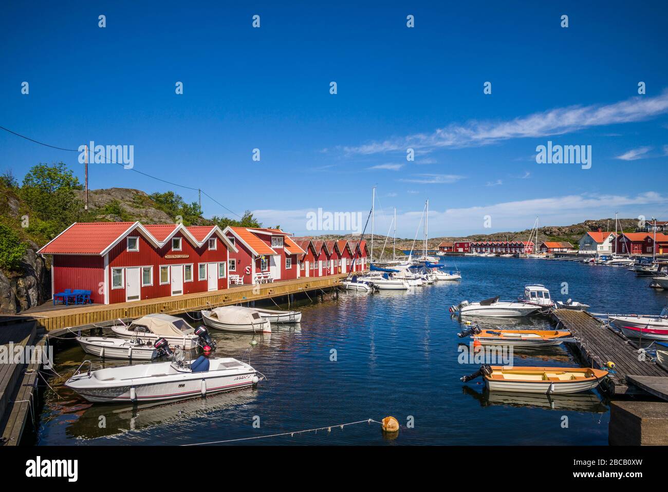 Svezia, Bohuslan, Tjorn Island, Bleket, villaggio porto Foto Stock