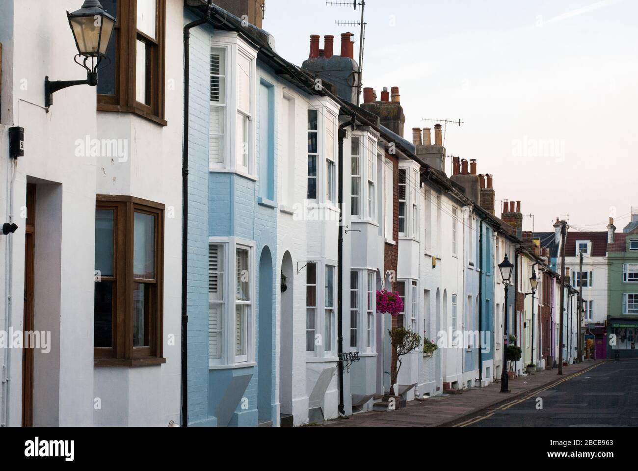 Terrazze Row Houses Colors colorati Windows Elevation Architectural Details in Brighton, East Sussex BN1 Foto Stock