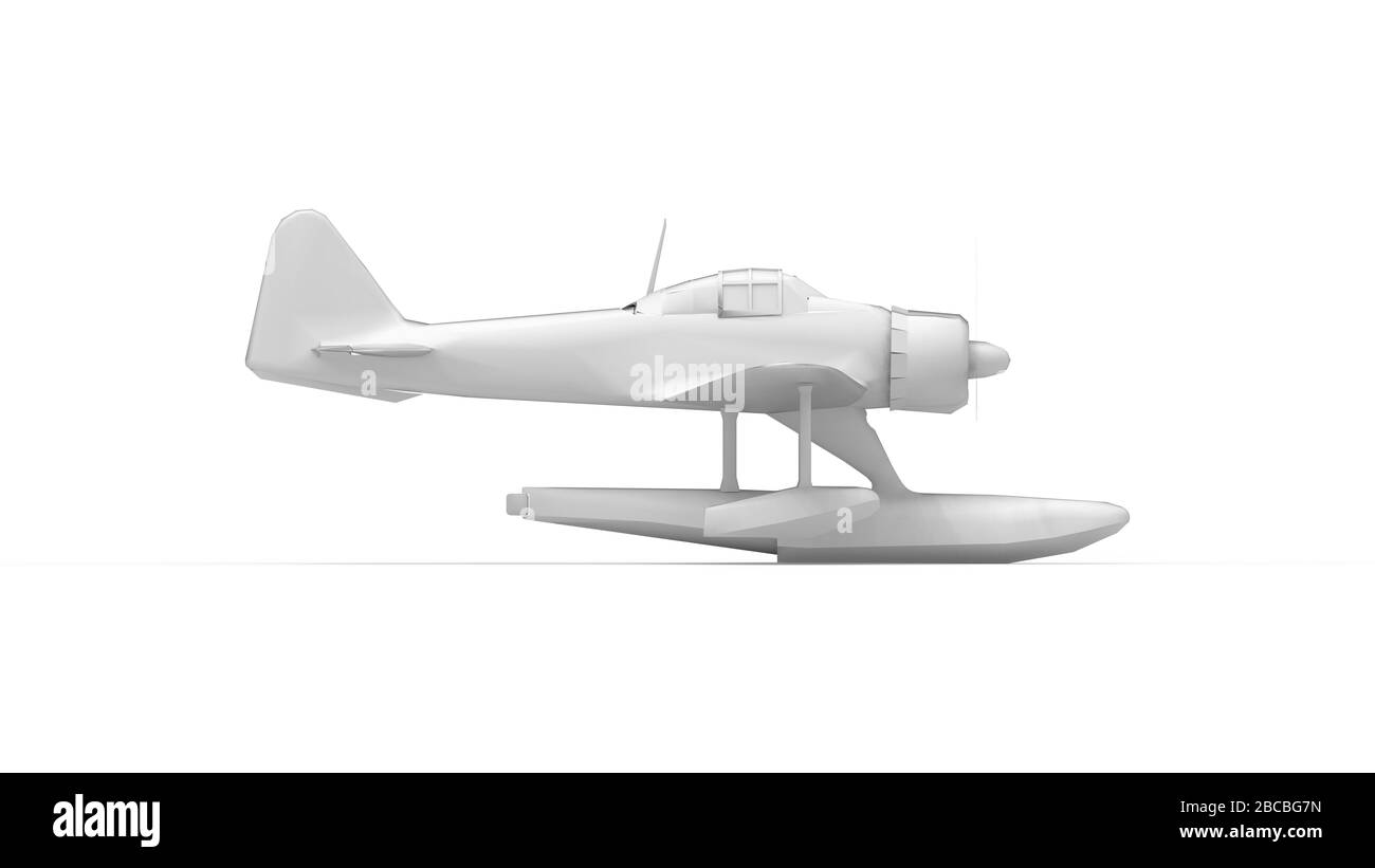 Rendering 3D di una guerra mondiale due aerei caccia atterraggio acqua isolato Foto Stock