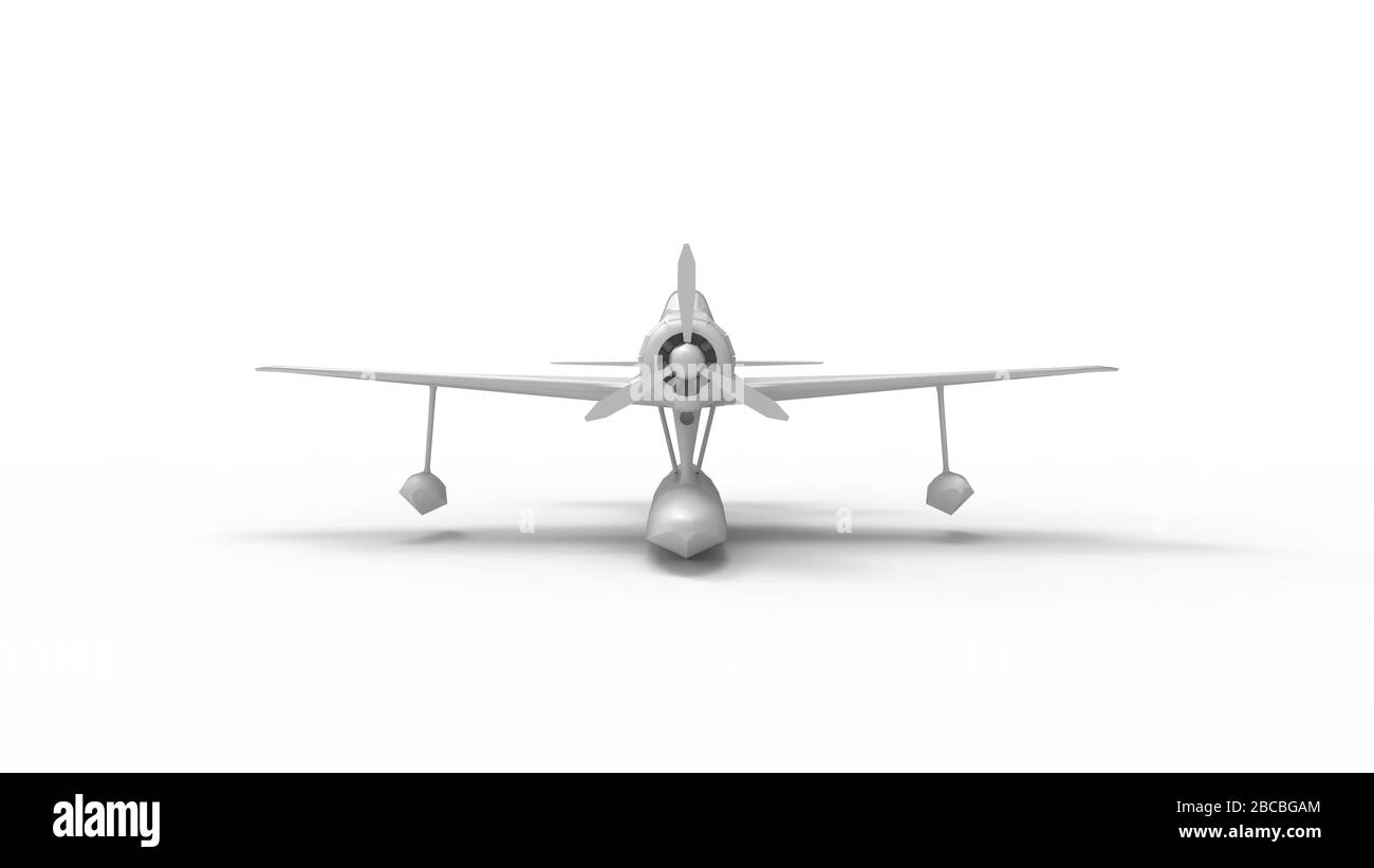 Rendering 3D di una guerra mondiale due aerei caccia atterraggio acqua isolato Foto Stock