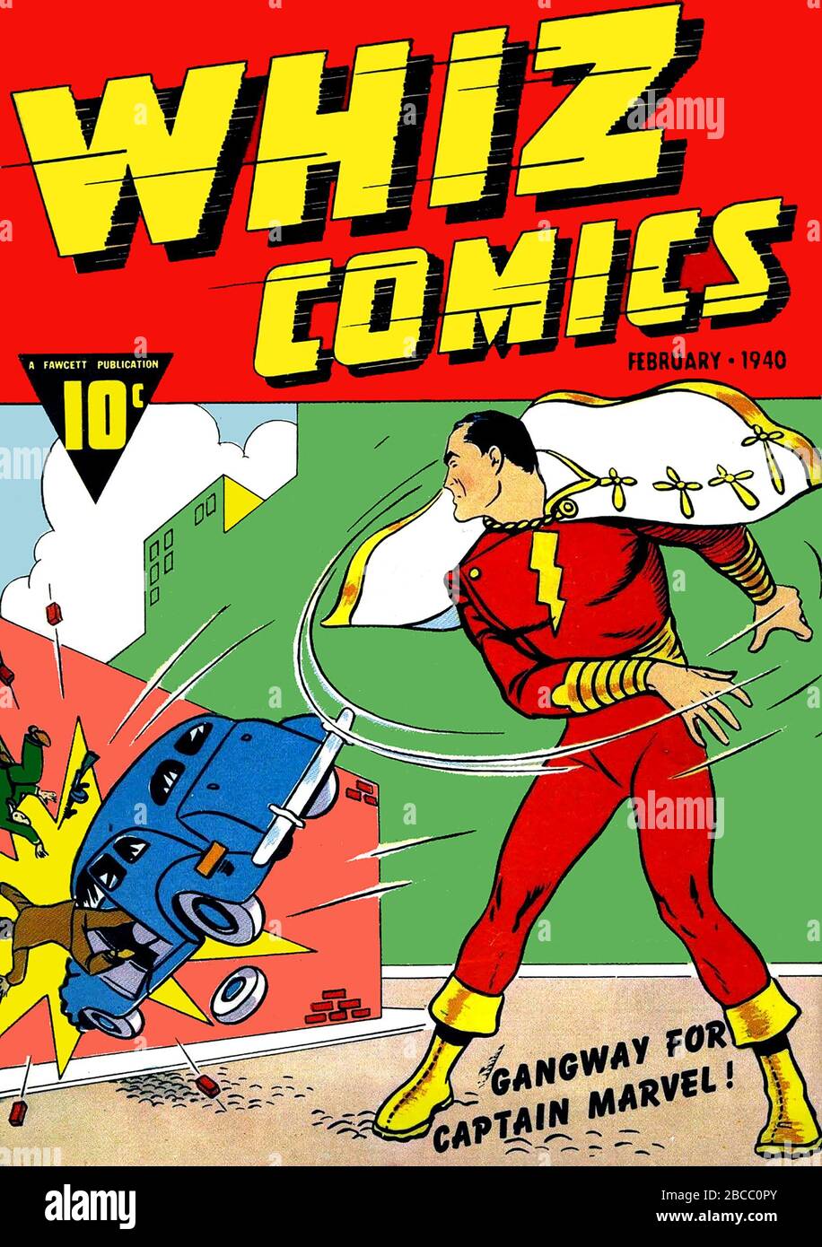 LA prima apparizione DI CAPTAIN MARVEL fu a Whiz Comics nel febbraio 1940 Foto Stock