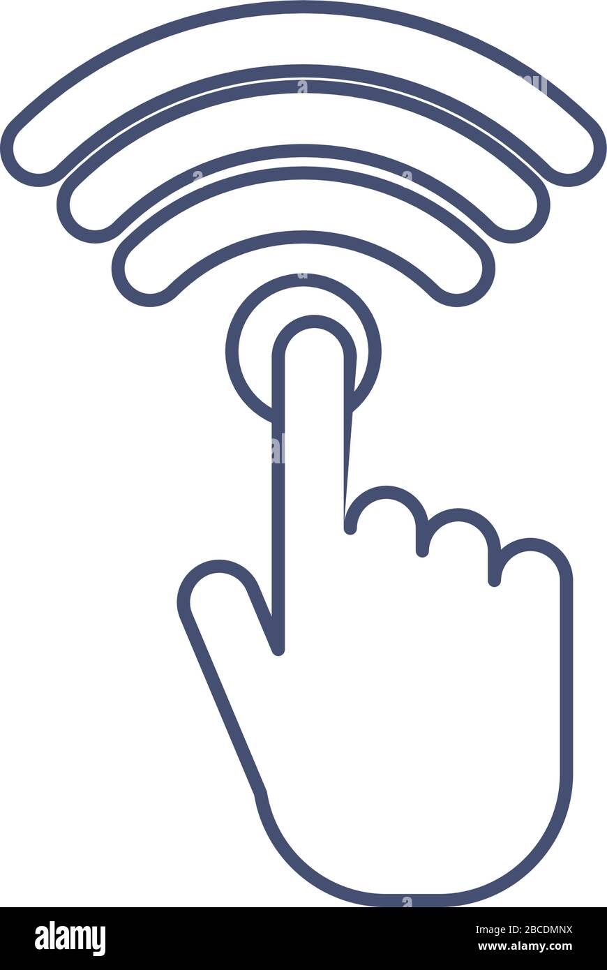 mano con simbolo wifi , disegno grafico vettoriale icona stile linea Illustrazione Vettoriale