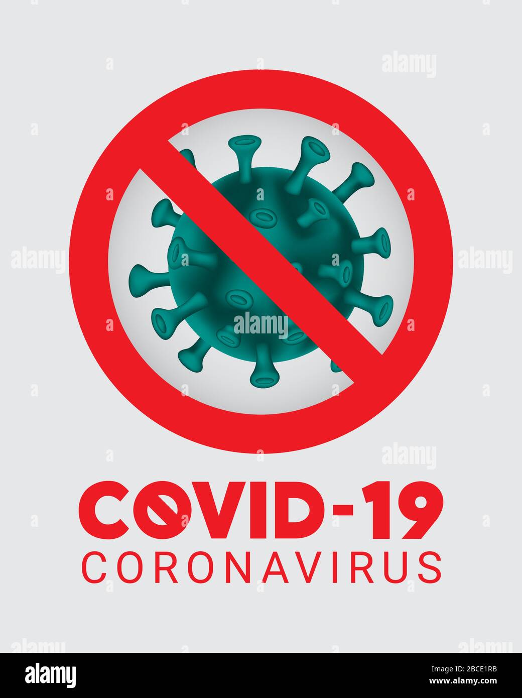 Arrestare COVID-19 2019-nCoV. Arrestare il virus della corona. Segni attenzione coronavirus. Attenzione COVID-19. Focolaio di coronavirus. Illustrazione Vettoriale