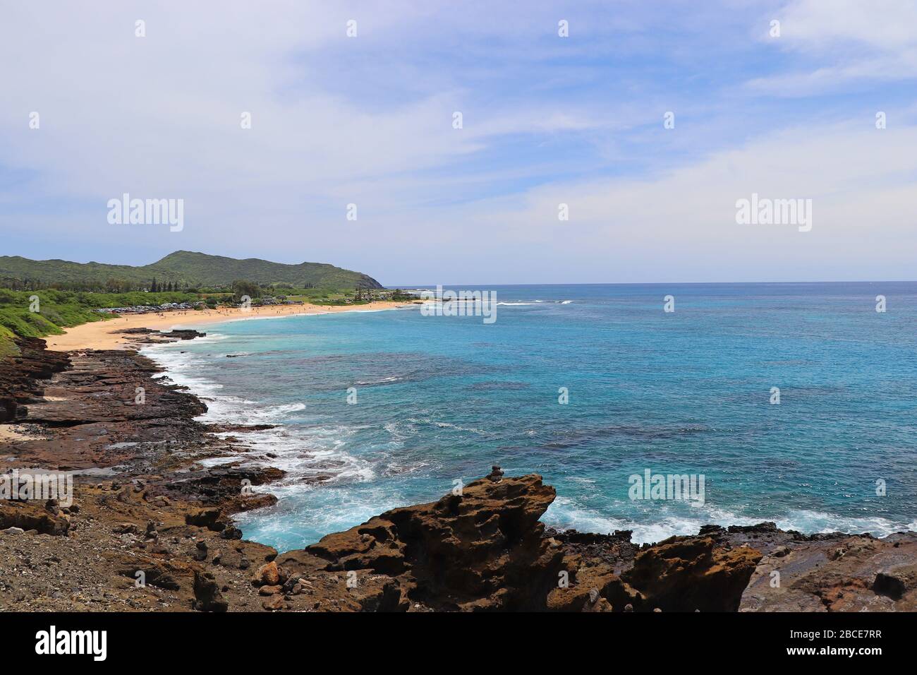 Fascia costiera di Hawaii Oahu con paradiso sulla spiaggia Foto Stock