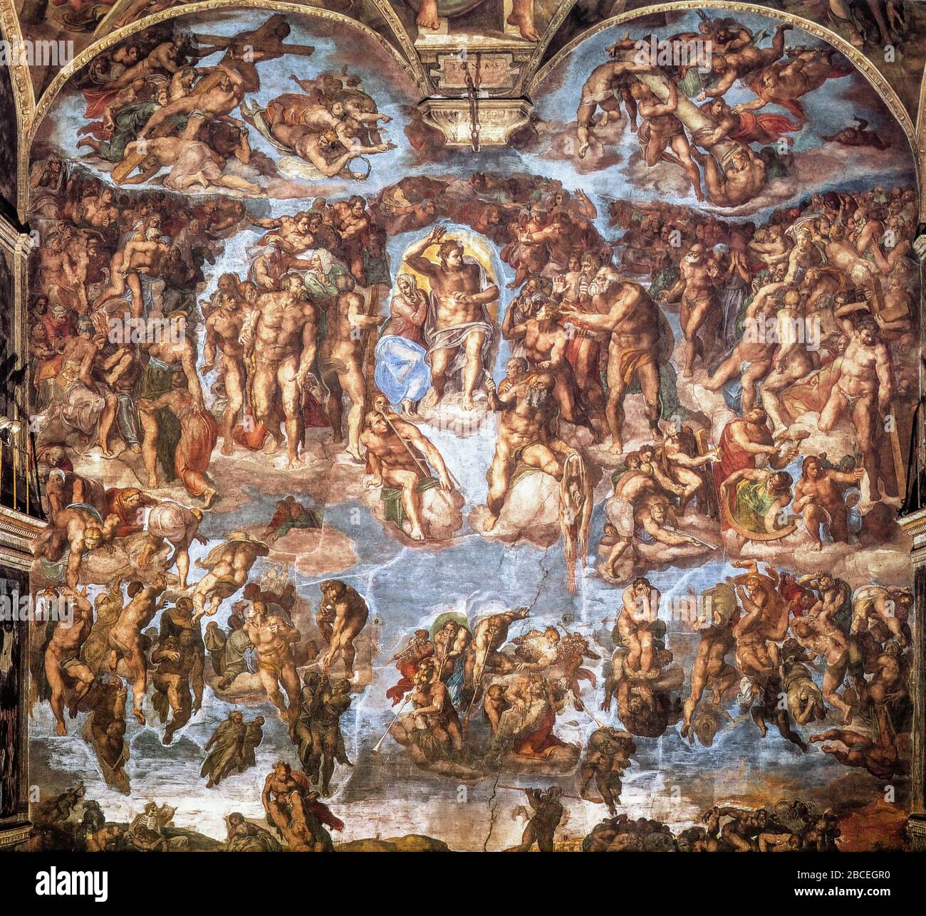 Città del Vaticano - Cappella Sistina - Michelangelo Buonarroti - Giudizio universale 1534 - 1541 Foto Stock