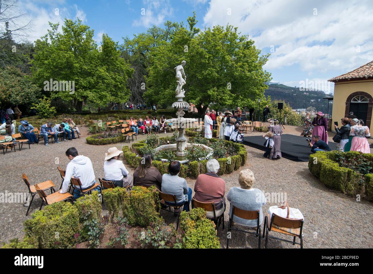 I Giardini sulla riapertura dei Giardini superiori a Monte vicino al centro della città di Funchal sull'Isola di Madeira del Portogallo. Portogallo, Madera, Foto Stock
