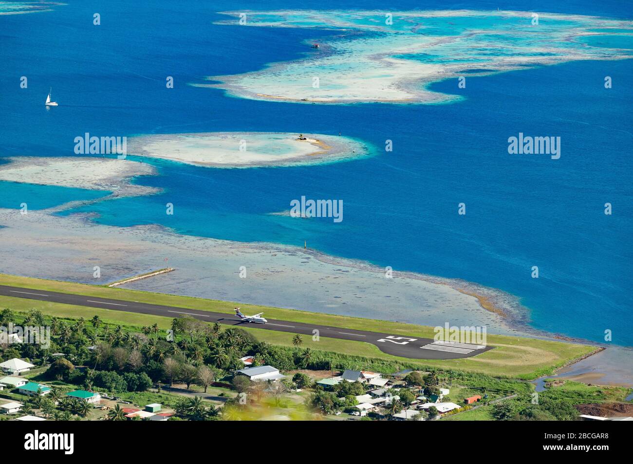 Barriera corallina dell'Isola di Raiatea, Polinesia Francese, Isole della Società, Sud pacifico Foto Stock