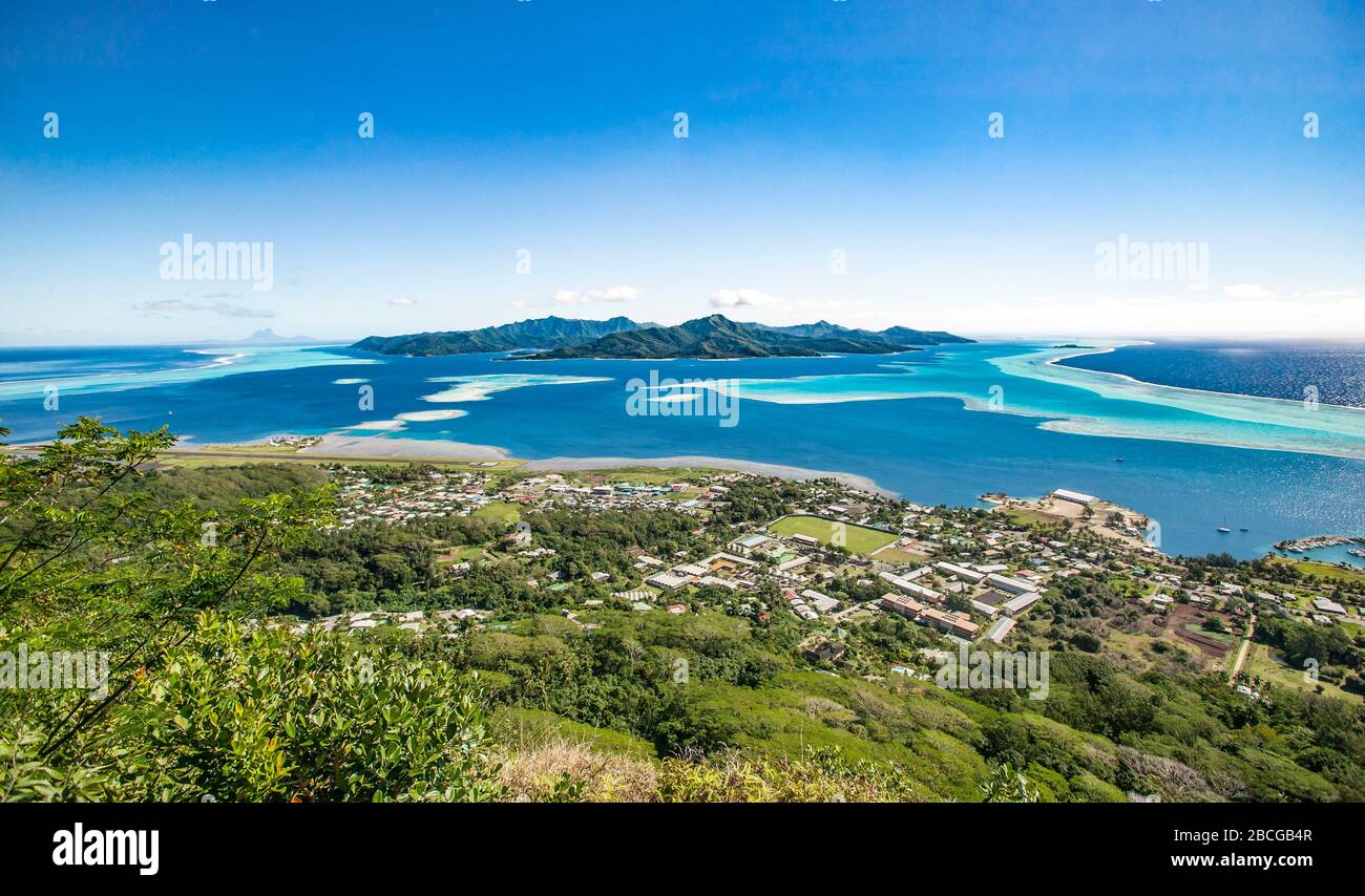 Barriera corallina dell'Isola di Raiatea, Polinesia Francese, Isole della Società, Sud pacifico Foto Stock