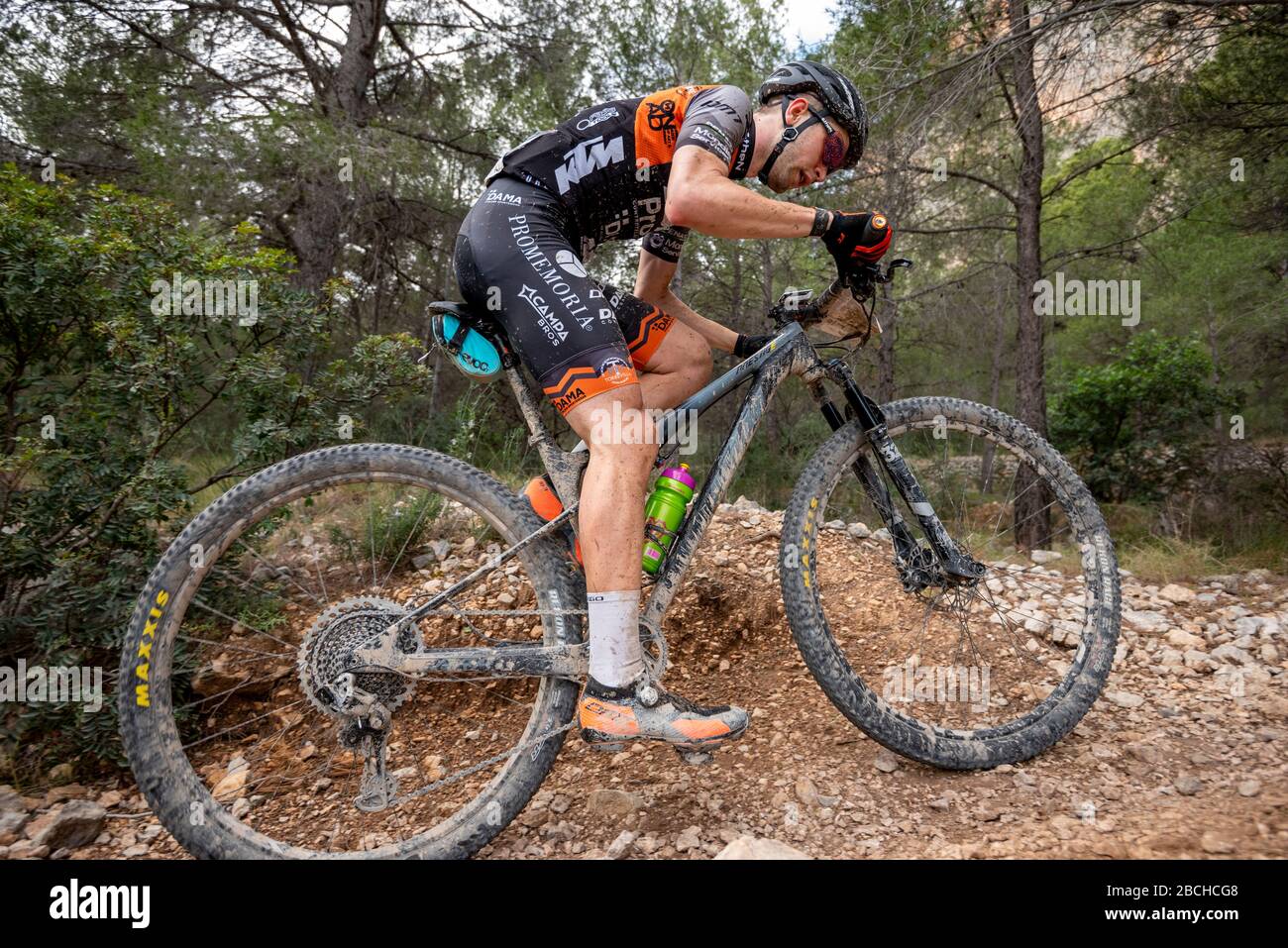 Costa Blanca Bike Race 2020 è una gara di tre giorni in mountain bike da fondo UCI, diverse zone delle montagne della provincia di Alicante sono Foto Stock