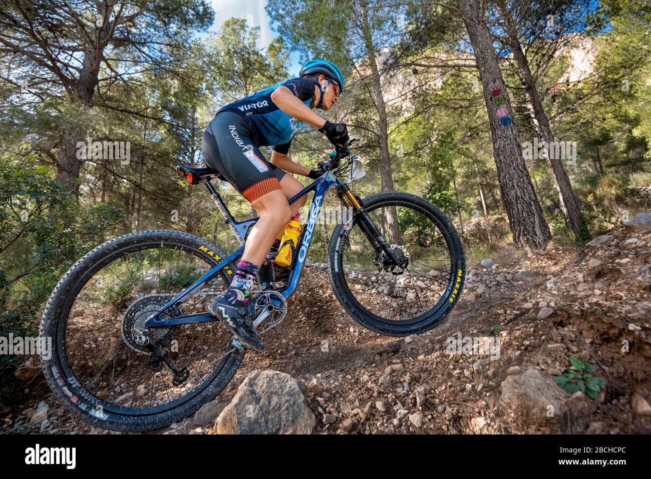 Costa Blanca Bike Race 2020 è una gara di tre giorni in mountain bike da fondo UCI, diverse zone delle montagne della provincia di Alicante sono Foto Stock