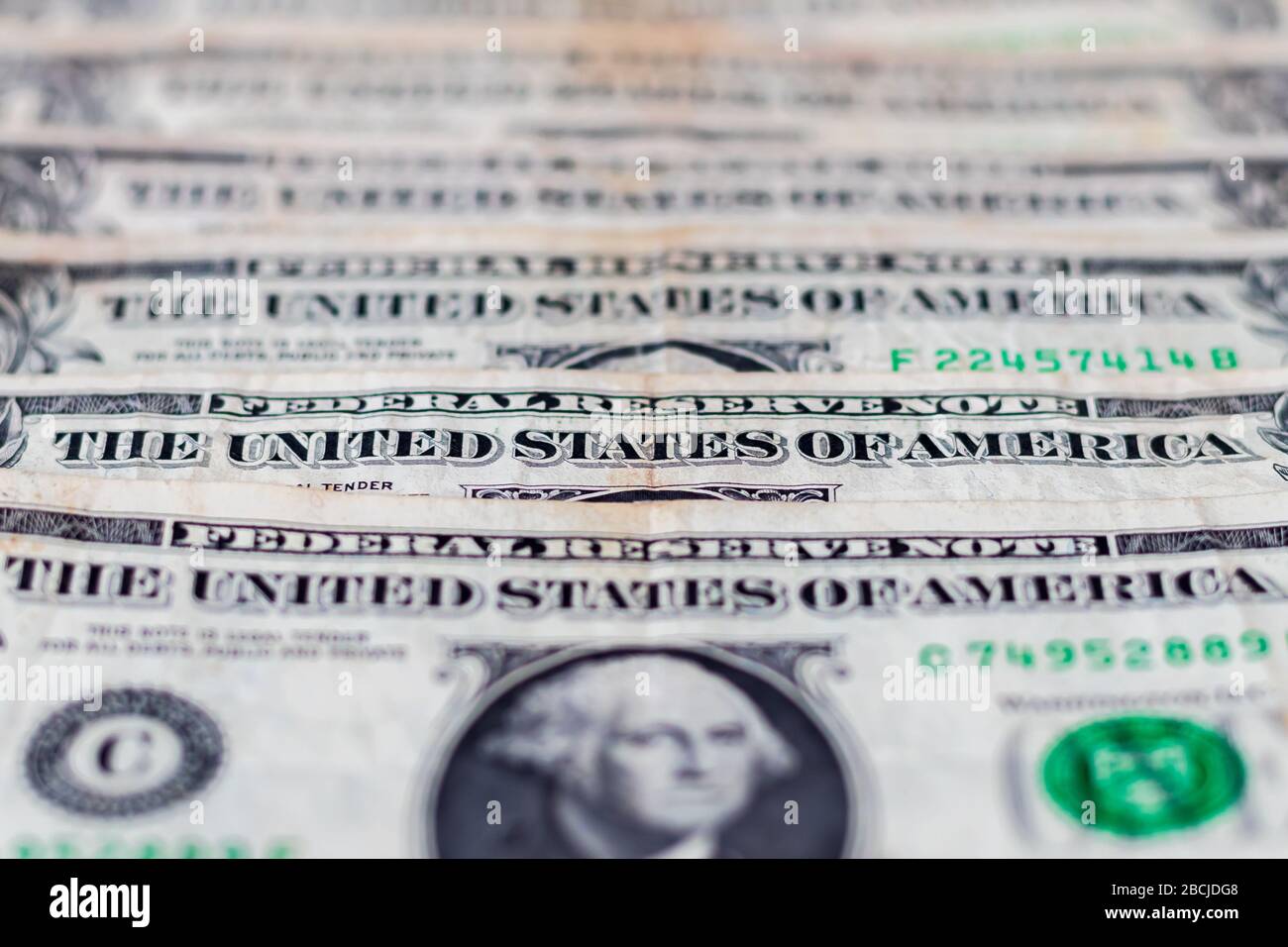 US 1 Dollar Currency Bank Notes. Focus selettivo Foto Stock