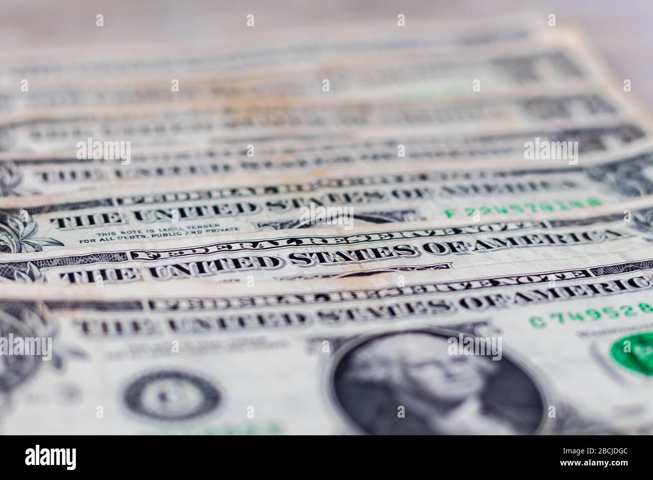 US 1 Dollar Currency Bank Notes. Focus selettivo Foto Stock