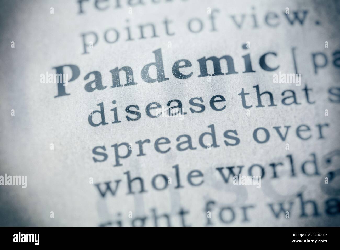 Dizionario falso, definizione dizionario di pandemia di parola. Foto Stock