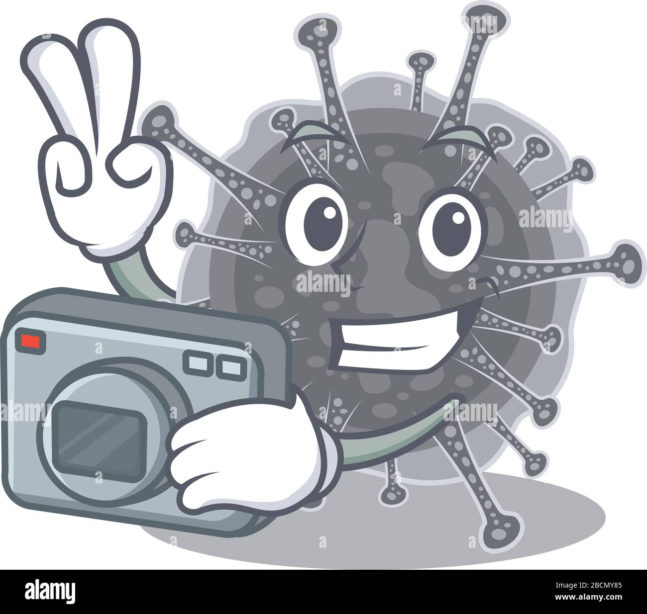 Articulavirales mascotte design come fotografo professionista che lavora con la fotocamera Illustrazione Vettoriale