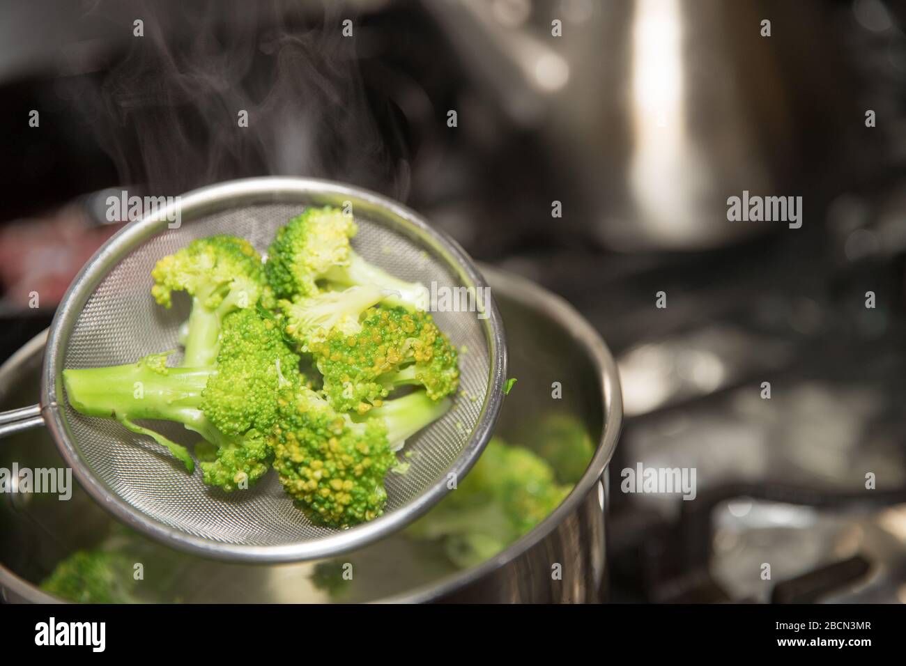 Broccoli al vapore primo piano - immagine Foto Stock