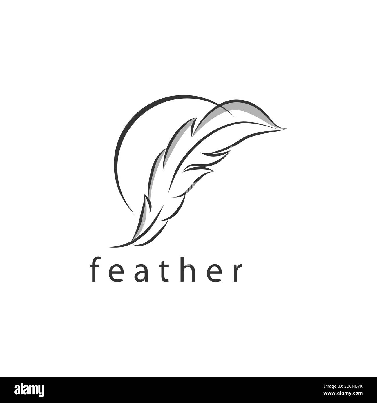 Modello Creative Feather Concept Logo Design Illustrazione Vettoriale