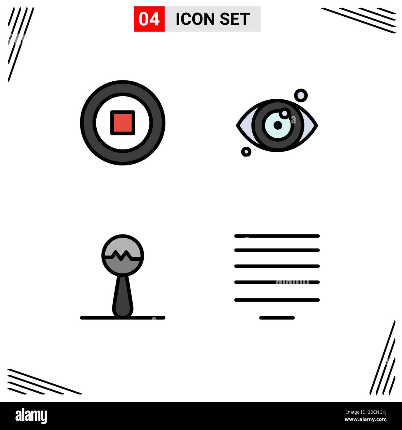 4 icone creative segni e simboli moderni di base, allineamento, medico, strumento, testo elementi di progettazione vettoriale modificabili Illustrazione Vettoriale