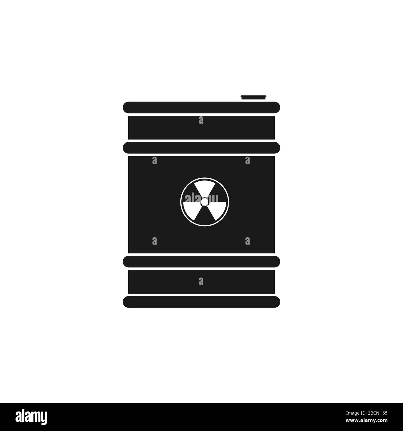 Icona a botte con simbolo radioattivo, silhouette piena isolata su sfondo bianco, design piatto e moderno. Illustrazione dello stock Illustrazione Vettoriale