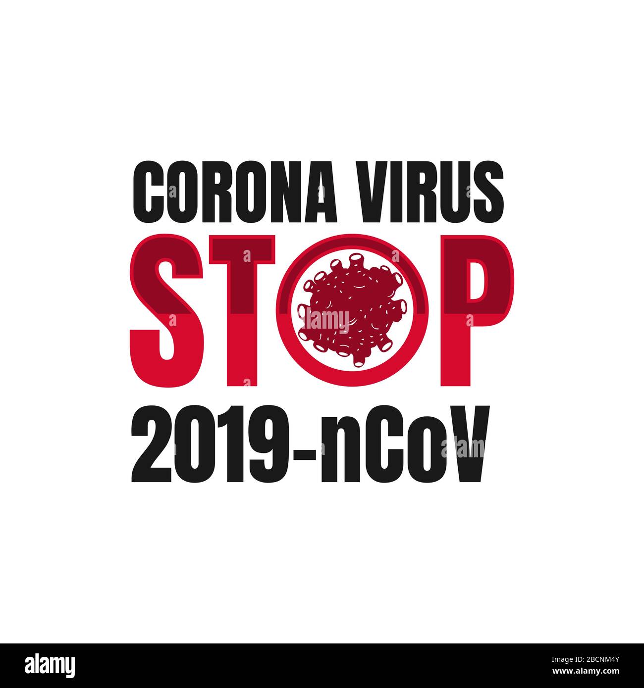 Batteri coronavirus icona di cellule, 2019-nCoV nuovo batteri di Coronavirus. Nessuna infezione e Stop Coronavirus Concepts. Cellula di coronavirus pericolosa in Cina, Illustrazione Vettoriale