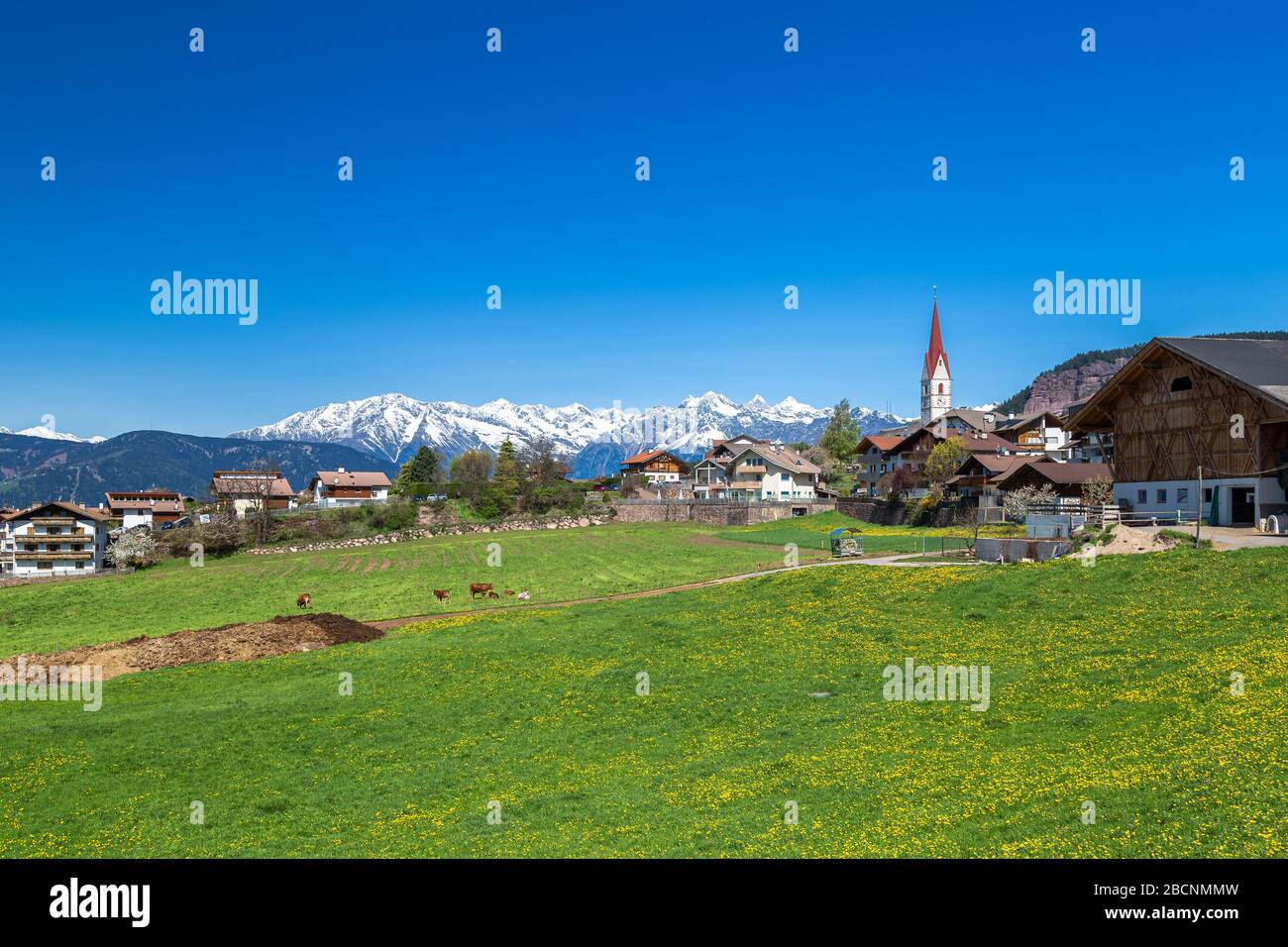 Vista sulle alpi di Verano, Alto Adige Foto Stock