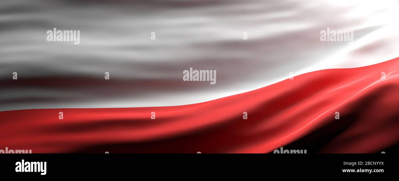 Simbolo della Polonia. Bandiera nazionale polacca ondeggiante sfondo texture, banner. figura 3d Foto Stock