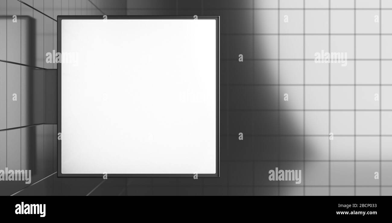 Affissioni poster esposizione mock up in stazione della metropolitana, area pubblica. Spazio vuoto bianco, modello di annuncio pubblicitario multimediale. figura 3d Foto Stock