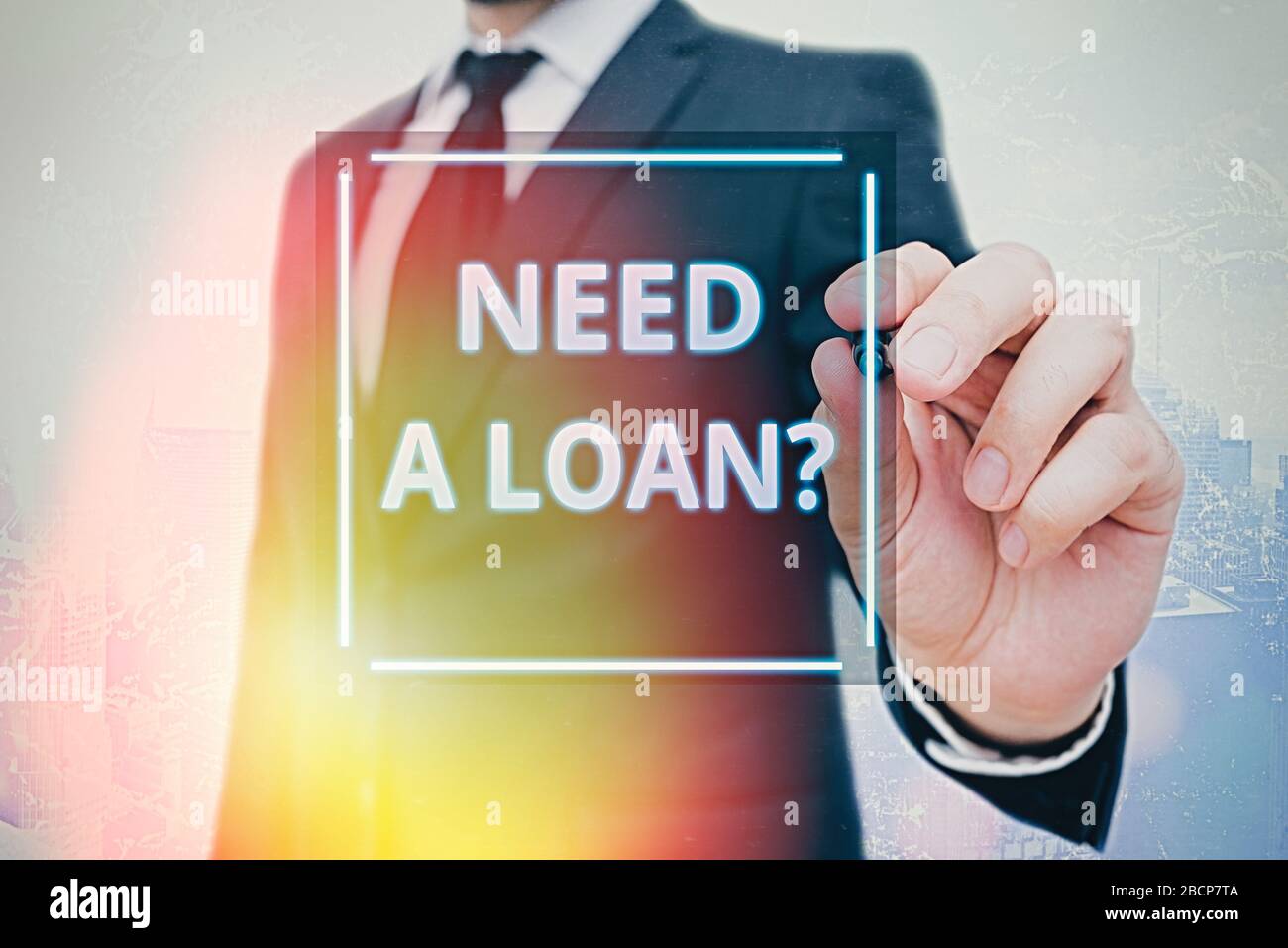 Parola di scrittura di testo necessitano di un Loanquestion. Business photo vetrina offrendo un denaro per demonstratingal o delle finanze aziendali Foto Stock