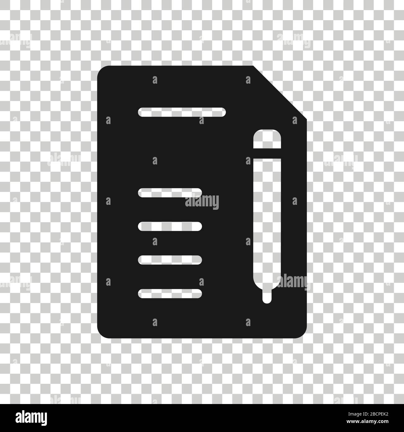 Icona di blog in stile appartamento. Documento con penna illustrazione vettoriale bianco su sfondo isolato. Contenuto il concetto di business. Illustrazione Vettoriale