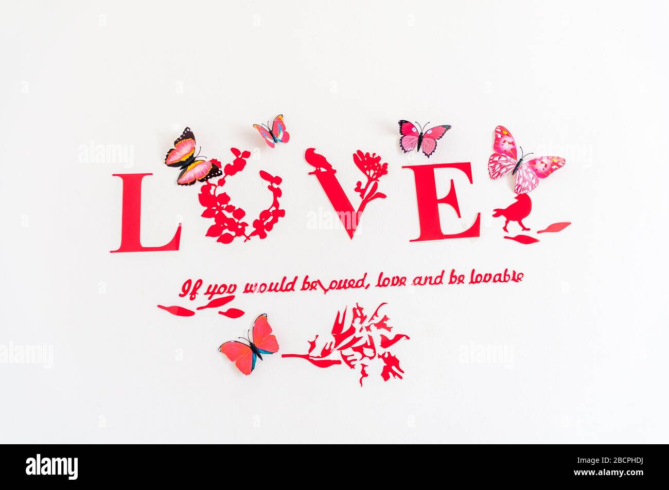 Amore, disegno di carta disegnato a mano, calligrafia fatta a mano Foto Stock