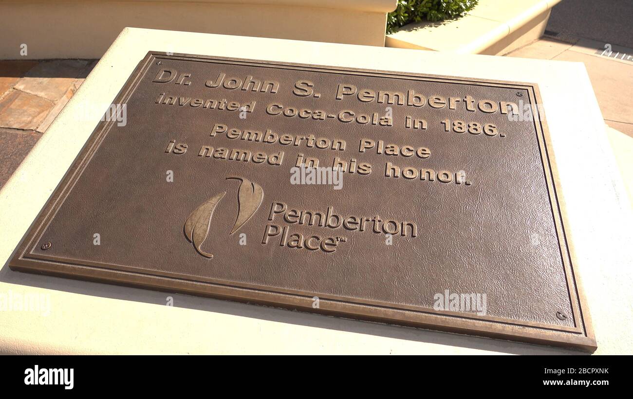 Statua di John S Pemberton - fondatore della Coca Cola al Coca-Cola World Atlanta - ATLANTA, USA - 21 APRILE 2016 - fotografia di viaggio Foto Stock