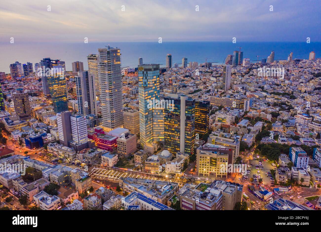 Tel Aviv vista aerea del centro città, Israele Foto Stock