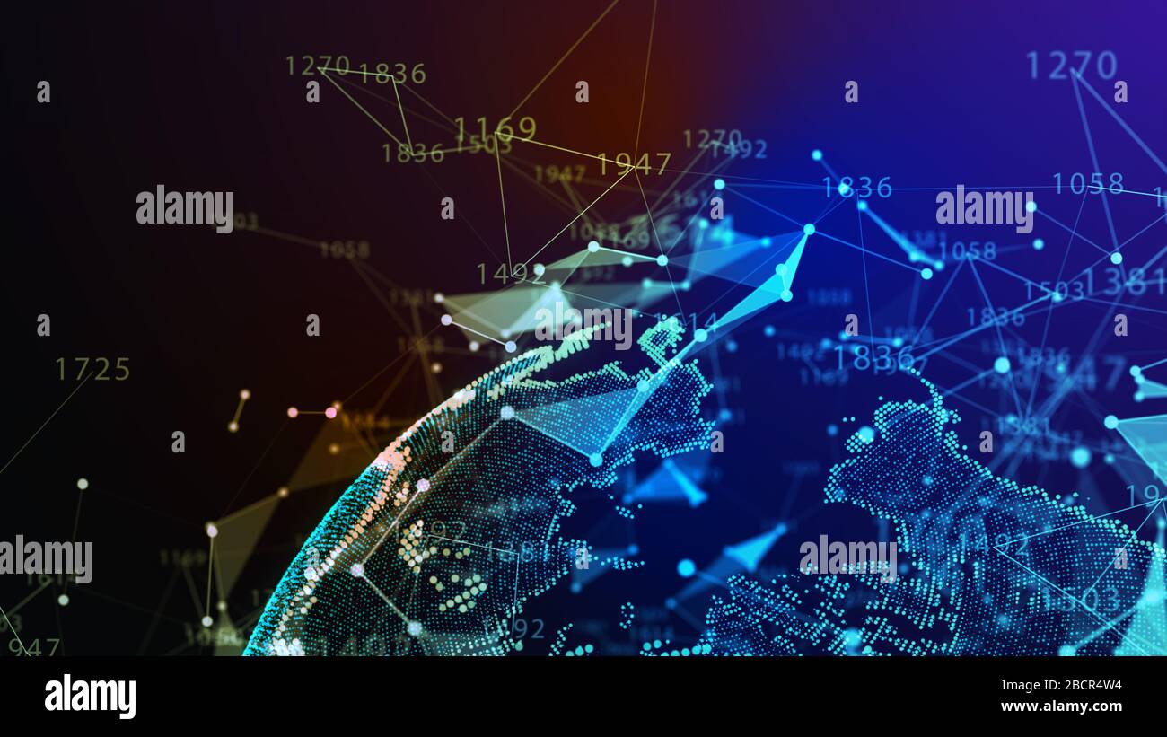 Concetto di rete, di comunicazione di internet. 3d'illustrazione. Foto Stock