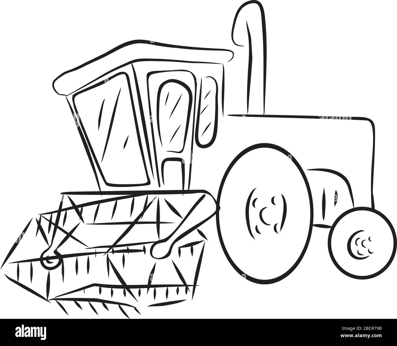 Il trattore al momento del raccolto Illustrazione Vettoriale