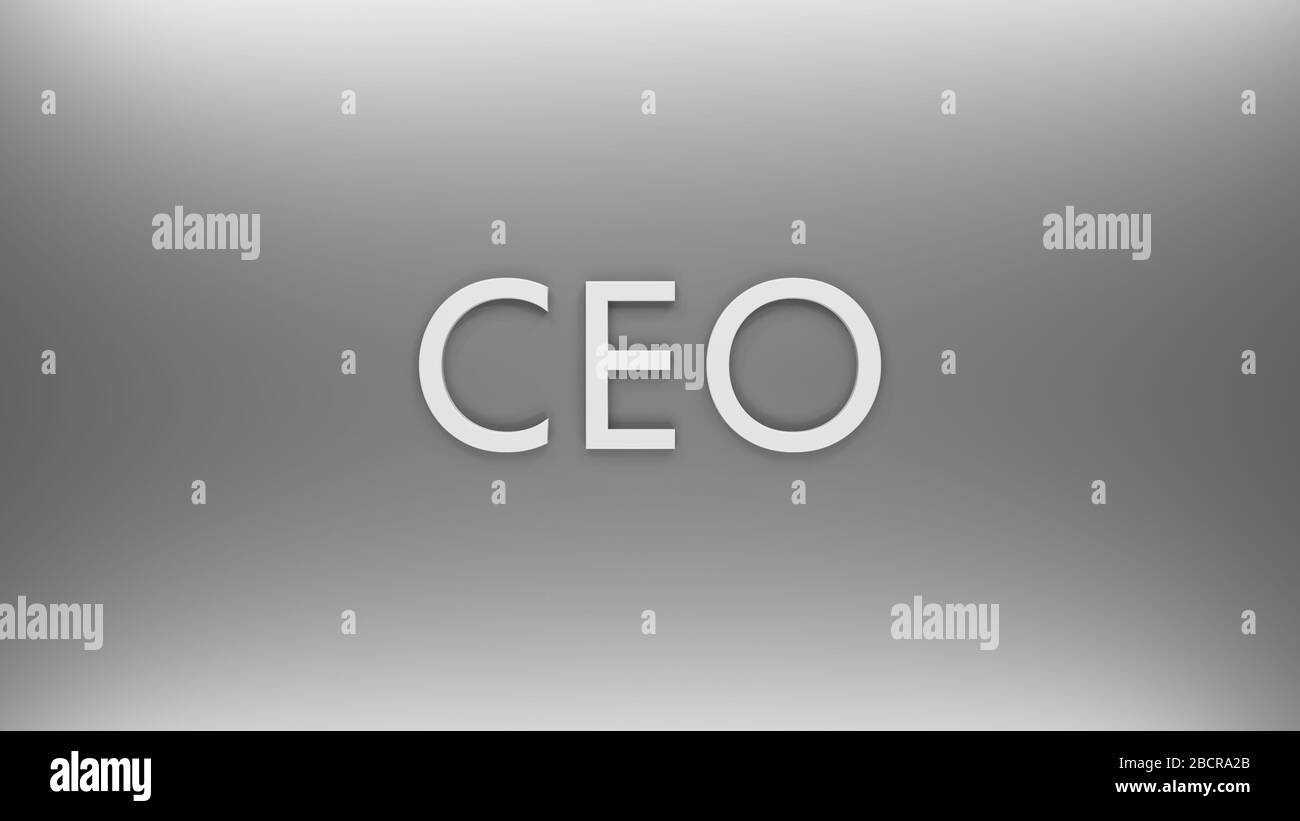 Concetto di business CEO Chief Executive Officer, illustrazione 3D, visualizzazione piatta, sfondo banner, metallizzato Foto Stock