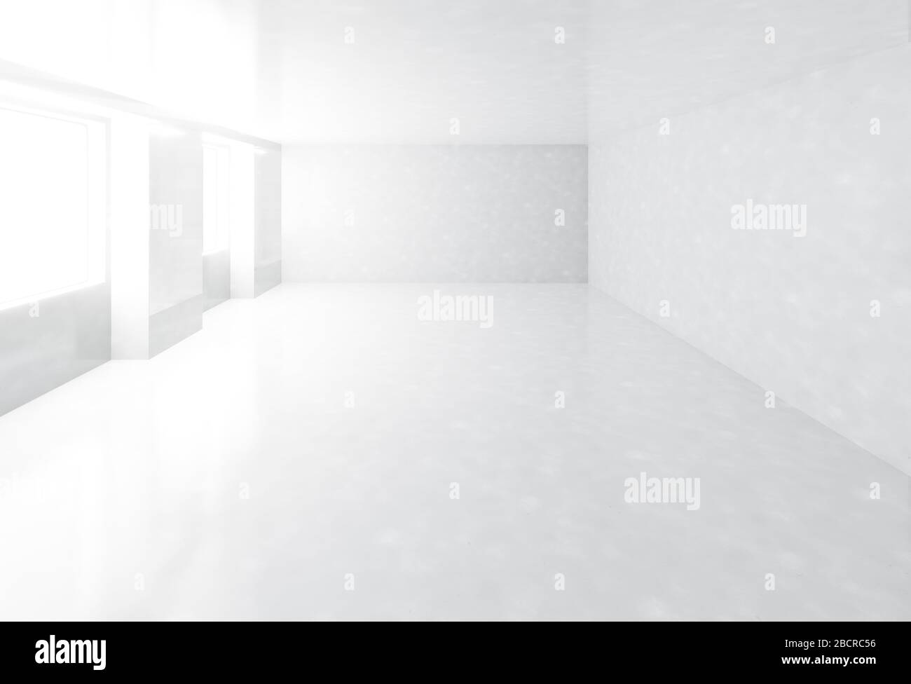 Vuoto bianco interno camera sfondo, bianco pareti pavimento angolo contemporaneo per copia spazio display prodotto di contenuto presente banner pubblicitario Foto Stock