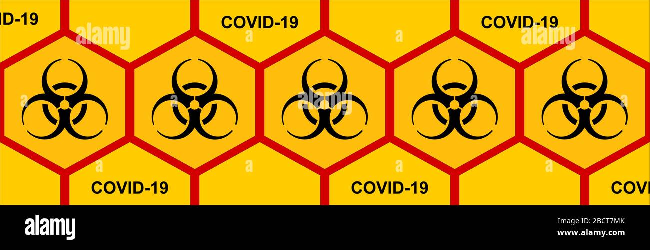 Un pittogramma grafico noto in tutto il mondo che indica la contaminazione biologica di una data area o oggetto. Illustrazione Vettoriale