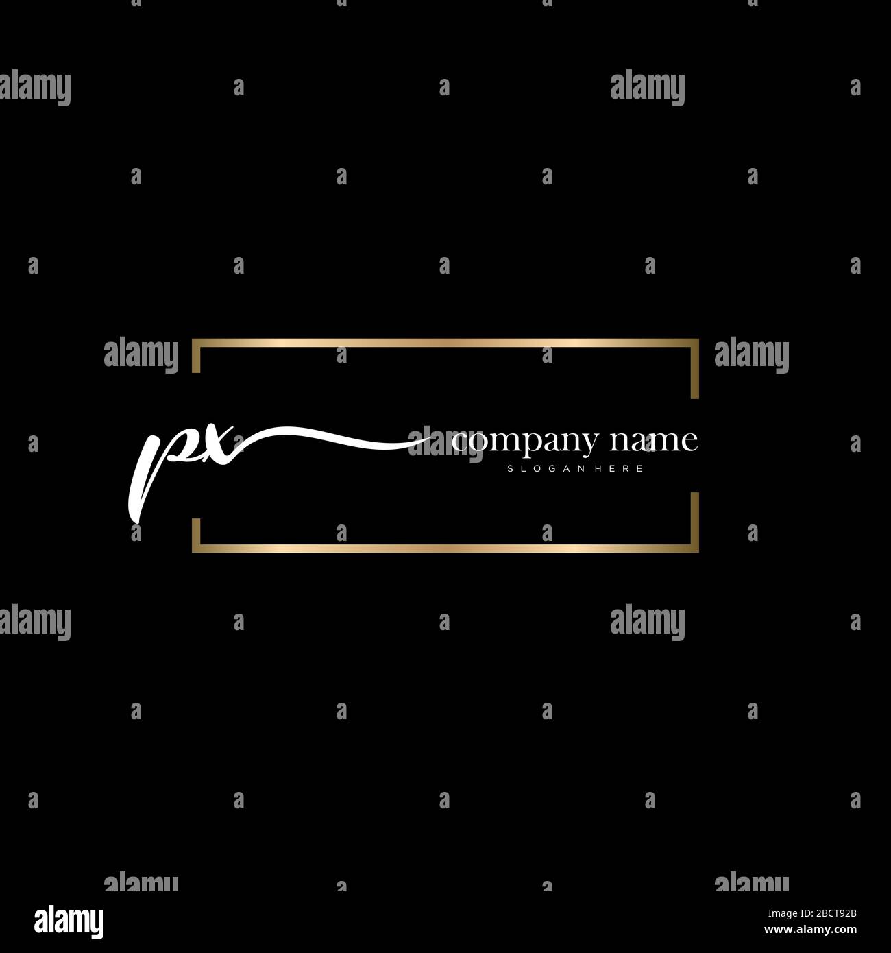 PX lettera iniziale logo lettera disegnato a mano modello vettore, logo per la bellezza, cosmetici, matrimoni, moda e business Illustrazione Vettoriale