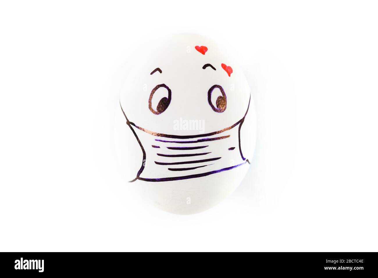 Uovo di Pasqua carino in maschera medica disegnata Foto Stock
