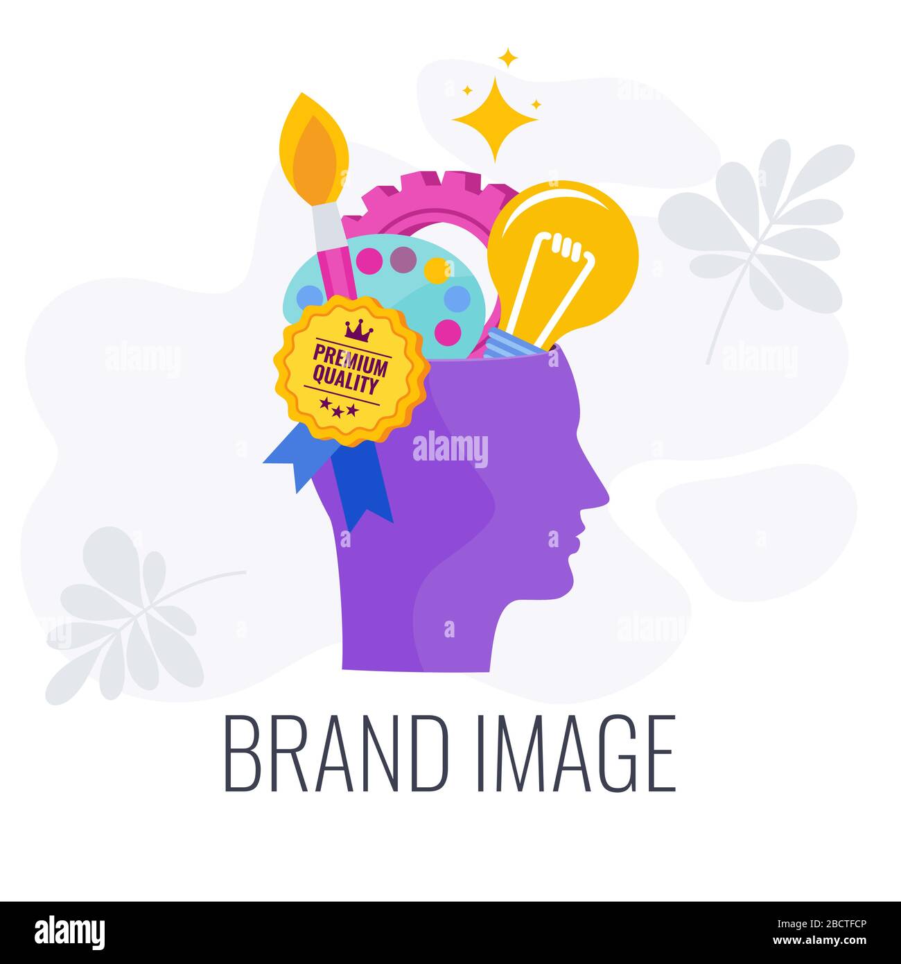 Pittogramma infografica sull'immagine del marchio. Strategia, gestione e marketing. Illustrazione Vettoriale