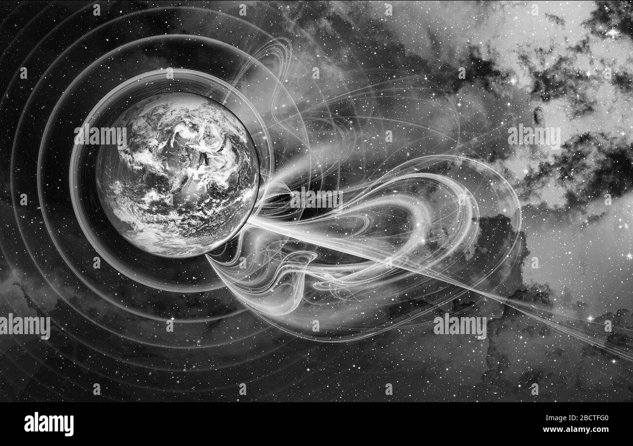 Rappresentazione astratta del pianeta e la galassia dell'Universo Foto Stock