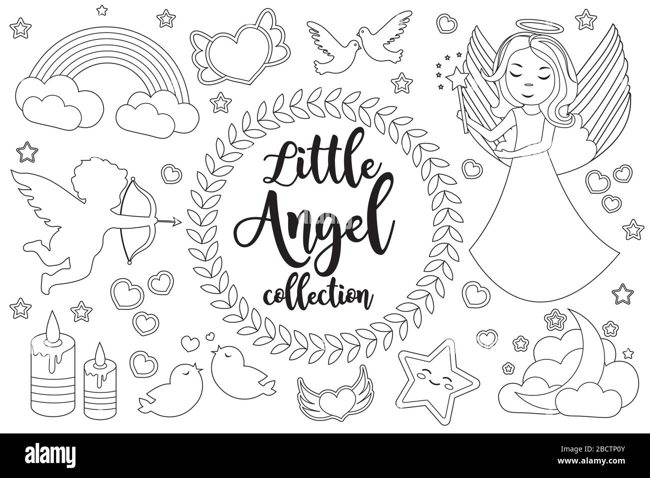 Carino piccolo angelo set libro di colorazione pagina per i