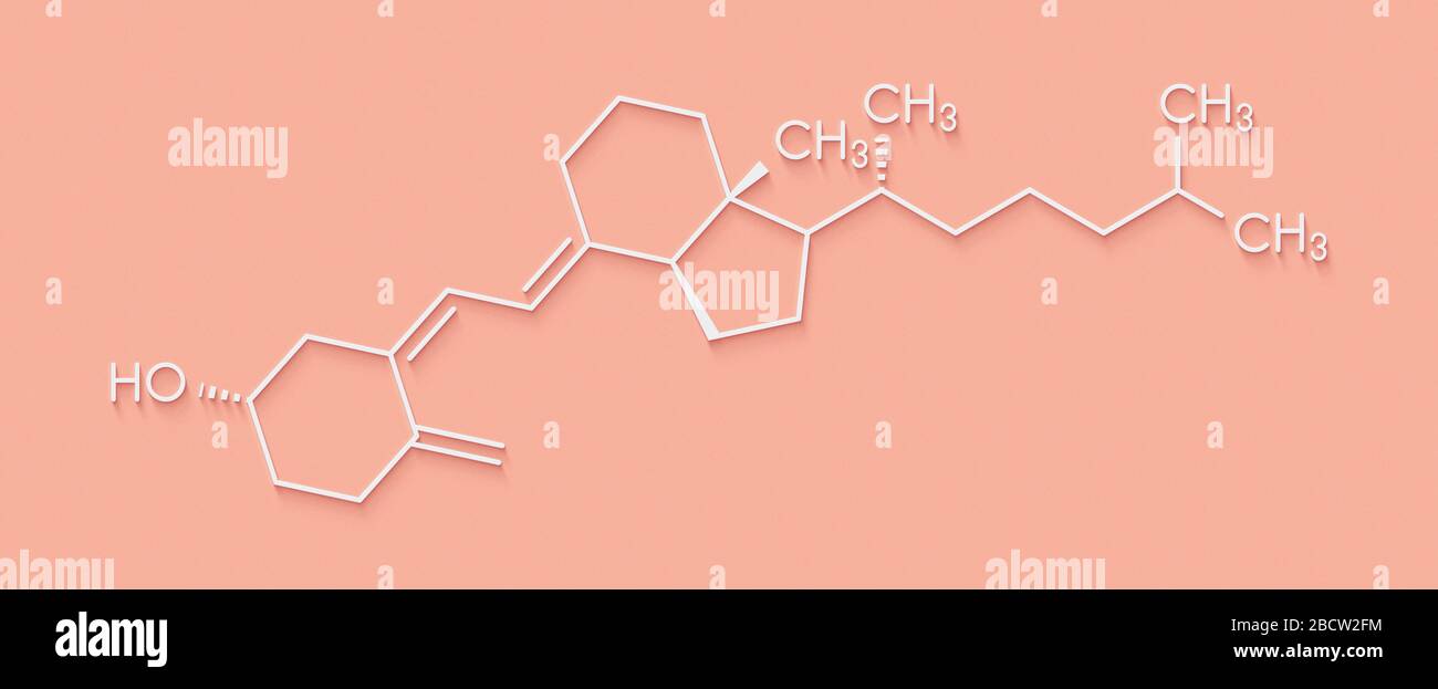 Molecola di vitamina D (D3, colecalciferolo). Formula scheletrica. Foto Stock