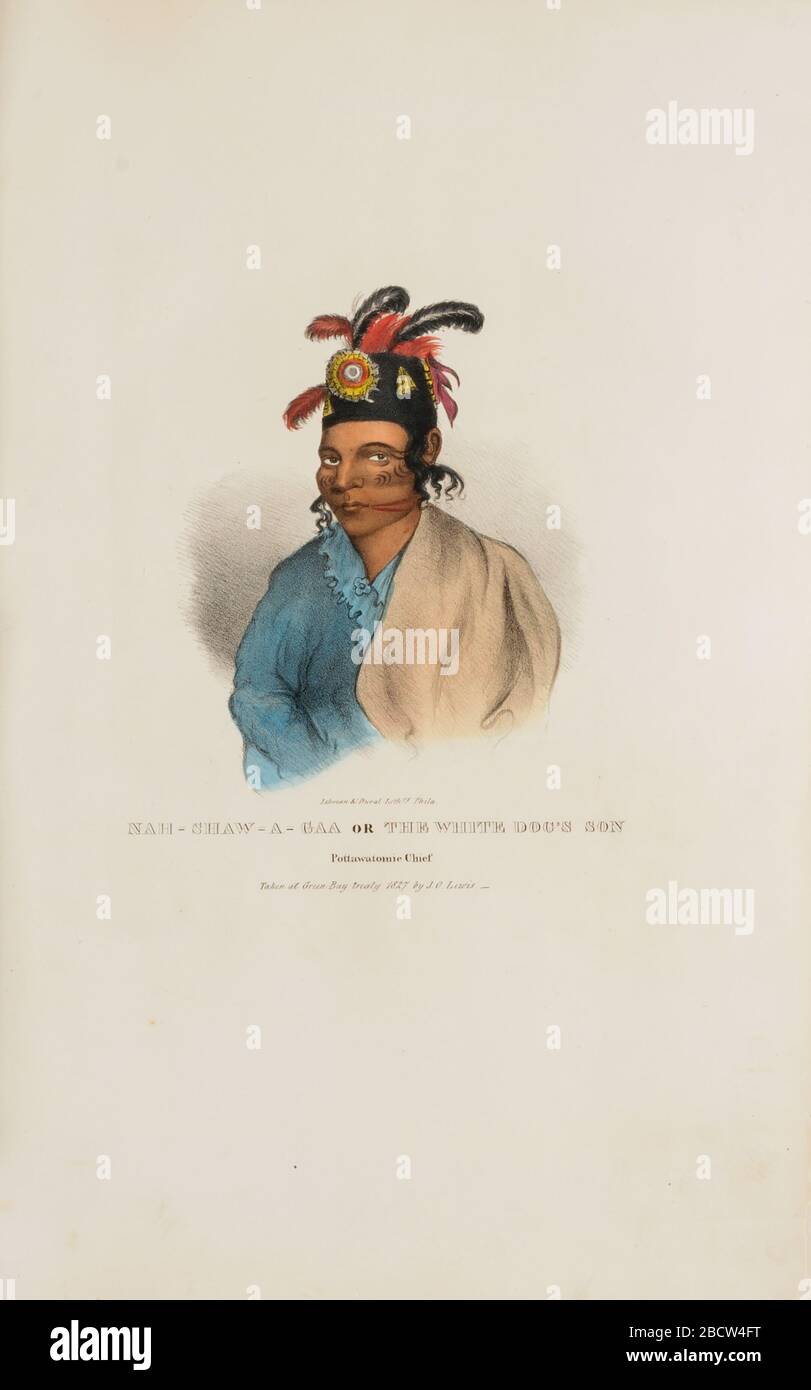 NAHSHAWAGAA il Capo dei White Dogs Son Pottawatomie del Portfolio Aborigeno. Foto Stock